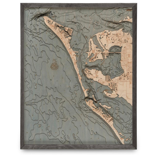 Nautical Wood Maps Anna Maria Island - Grey Frame