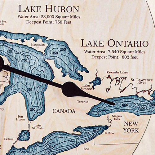 Great Lakes Nautical Topographic Wood Clock - Customizable