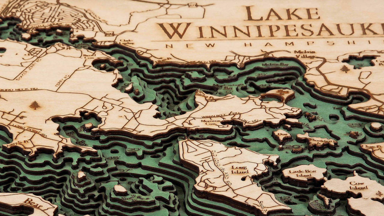 lake winnipesaukee 3D nautical wood map